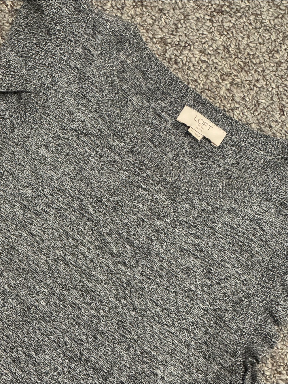 LOFT Outlet Heather Gray Ruffle-Shoulder Knit Tank - Picture 4 of 7